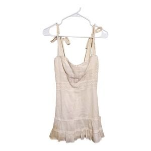 Reformation Organic Cotton Mini Dress Beige Dress Size 2 Sleeveless Tie strap